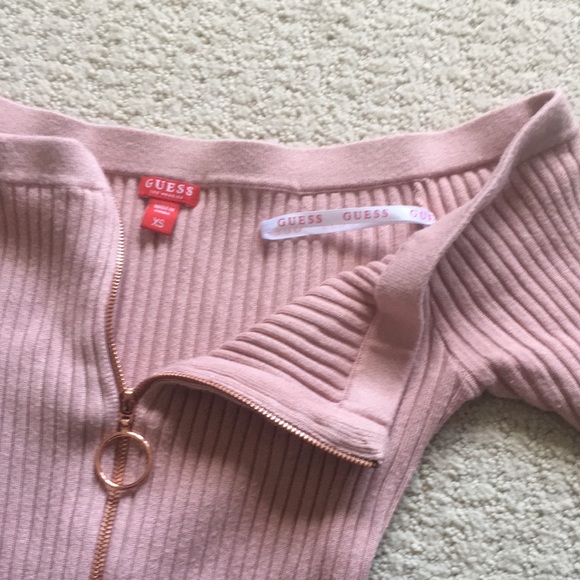NWOT: GUESS Pink Rib Knit Mini Dress - XS! NEW - Picture 2 of 11